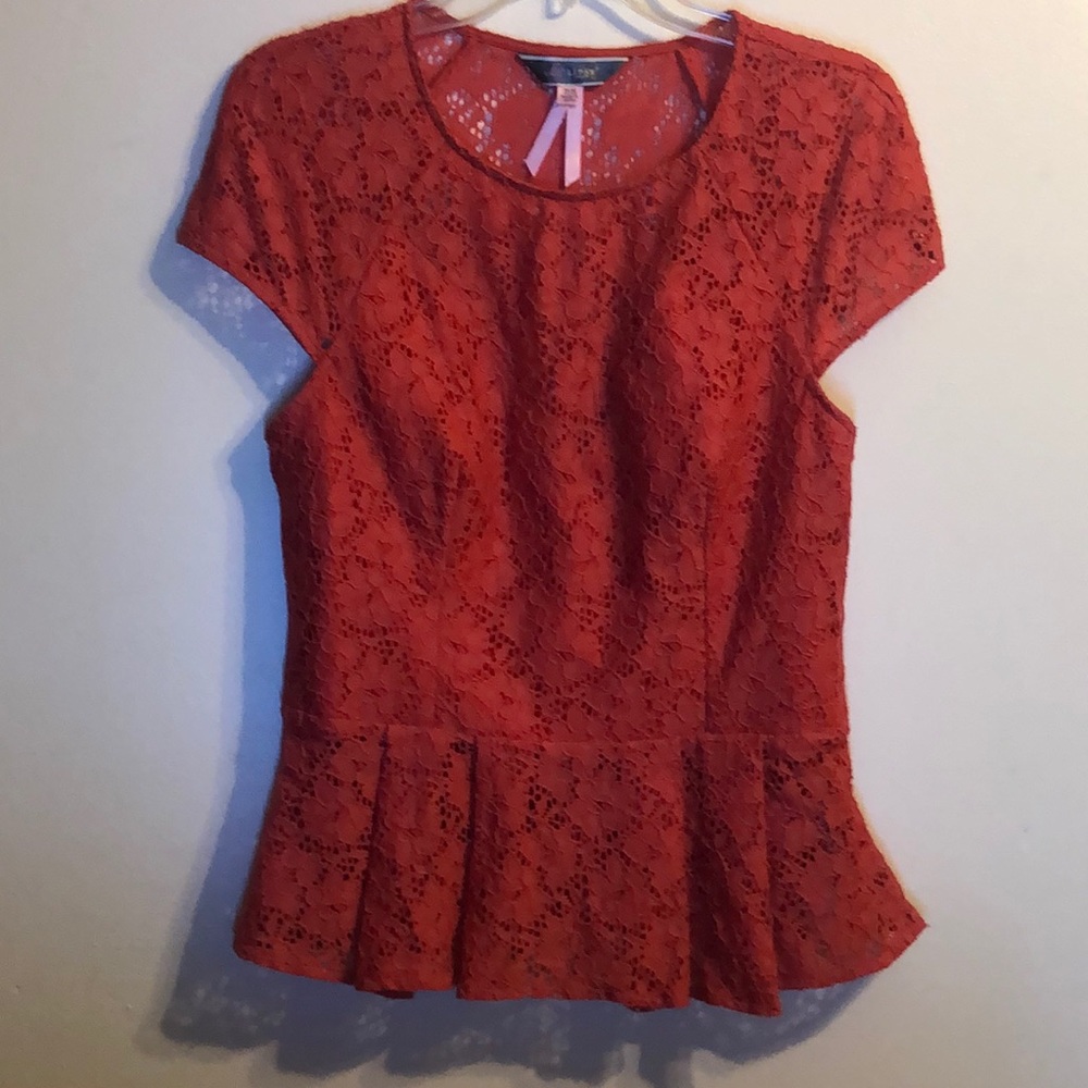 Lipsy Hot Pink Lace Floral Top